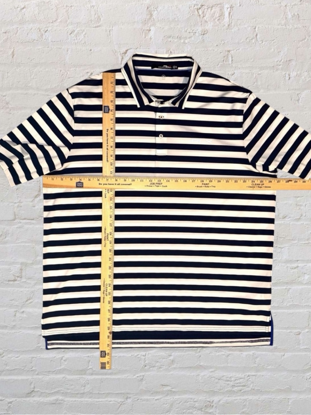 RLX Ralph Lauren XXL Navy White Stripe Golf Polo Performance Stretch - Picture 12 of 12